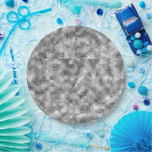 Silver Sparkle Papieren Bordje (Feest)