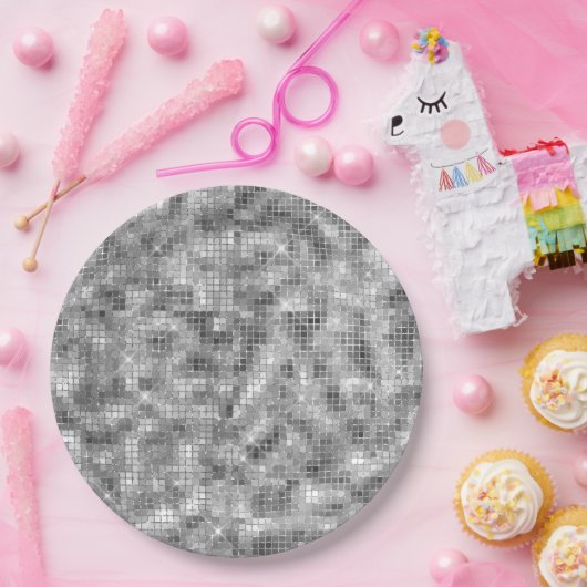 Silver Sparkle Papieren Bordje (Feest)