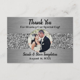 Silver Sparkle Photo Weddenschap Hartelijk dank Bedankkaart