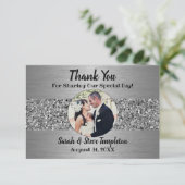 Silver Sparkle Photo Weddenschap Hartelijk dank Bedankkaart (Staand voorkant)