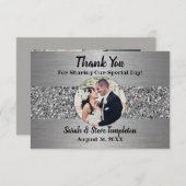 Silver Sparkle Photo Weddenschap Hartelijk dank Bedankkaart (Voorkant / Achterkant)