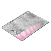 Silver Sparkle Pink Glam Unicorn Notitieboek (Linkerzijde)