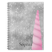 Silver Sparkle Pink Glam Unicorn Notitieboek (Voorkant)