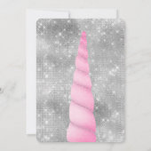 Silver Sparkle Pink Glam Unicorn Verjaardag Kaart (Achterkant)