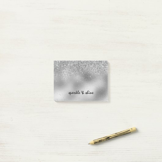 Silver Sparkle Post-it® Notes (Op bureau)