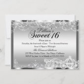 Silver Sparkle Princess Theme Sweet 16 Invite Kaart (Voorkant)