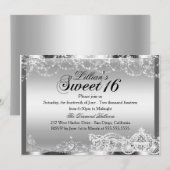 Silver Sparkle Princess Theme Sweet 16 Invite Kaart (Voorkant / Achterkant)