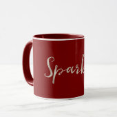 Silver Sparkle Red Burgundy Mok (Voorkant links)