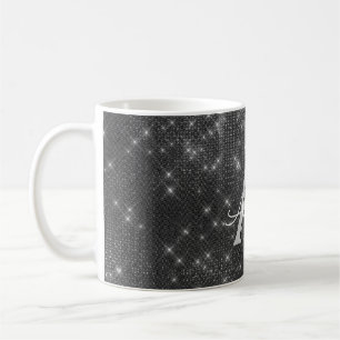 Silver Sparkle Shimmer Monogram Naam & Initiaal Koffiemok