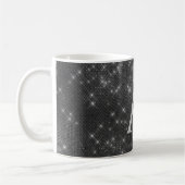 Silver Sparkle Shimmer Monogram Naam & Initiaal Koffiemok (Links)