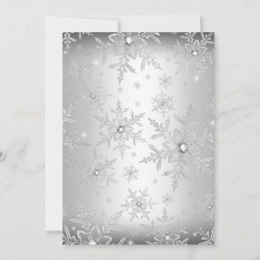 Silver Sparkle Snowflake Sweet 16 Invitation Kaart (Achterkant)