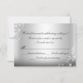 Silver Sparkle Tiara & Stars Quinceanera RSVP (Achterkant)