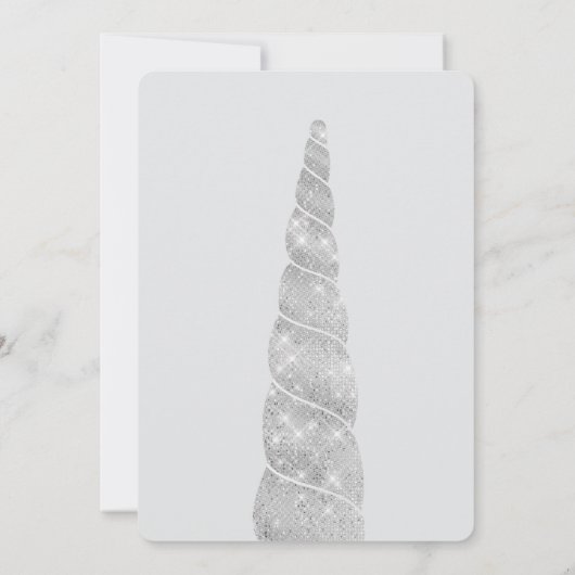 Silver Sparkle Unicorn Verjaardag Kaart (Achterkant)