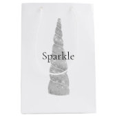 Silver Sparkle Unicorn Verjaardag Medium Cadeauzakje (Voorkant)