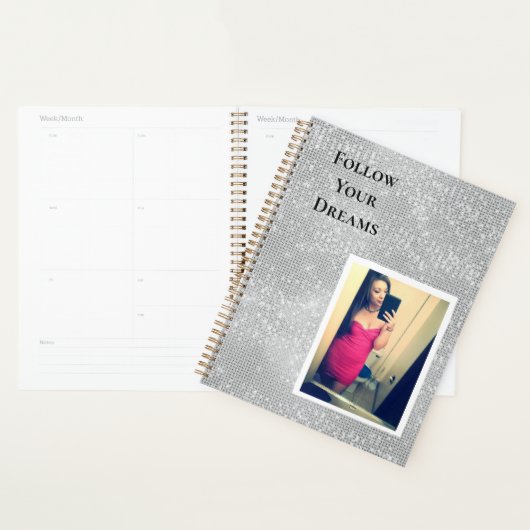 Silver Sparkle Uw foto Gepersonaliseerde offerte Planner (Display)