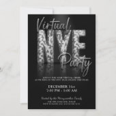 Silver Sparkle Virtuele Nieuwe Jaren Eve Party Kaart (Voorkant)