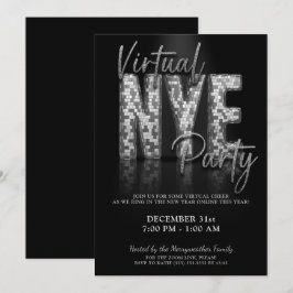 Silver Sparkle Virtuele Nieuwe Jaren Eve Party Kaart