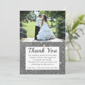 Silver Sparkle Weddenfoto Hartelijk dank Kaart (Staand voorkant)
