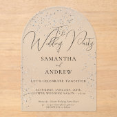 Silver Sparkle Wedding Acryl Uitnodigingen (Voorkant)