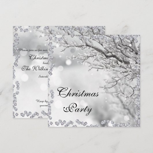 Silver Sparkle Winter Kerstfeest Double Sided Kaart (Voorkant / Achterkant)