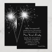 Silver Sparklers Nieuwjaarsfeest Uitnodiging (Voorkant / Achterkant)