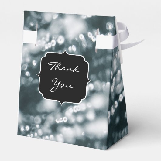 Silver sparkles Bevroren ijzeborrels Monogram Bedankdoosjes (Achterkant)