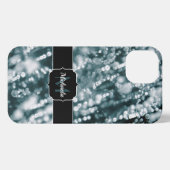 Silver sparkles Bevroren ijzeborrels Monogram iPhone Hoesje (Achterkant horizontaal)