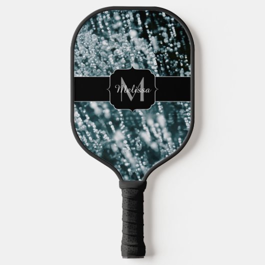 Silver sparkles Bevroren ijzeborrels Monogram Pickleball Paddle (Voorkant)