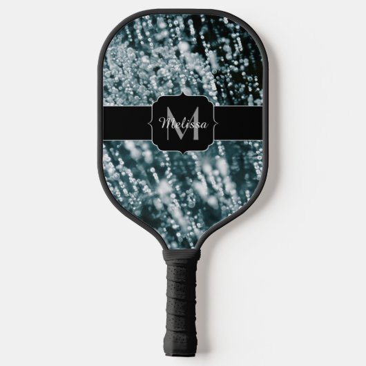 Silver sparkles Bevroren ijzeborrels Monogram Pickleball Paddle (Achterkant)