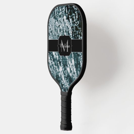 Silver sparkles Bevroren ijzeborrels Monogram Pickleball Paddle (Links)