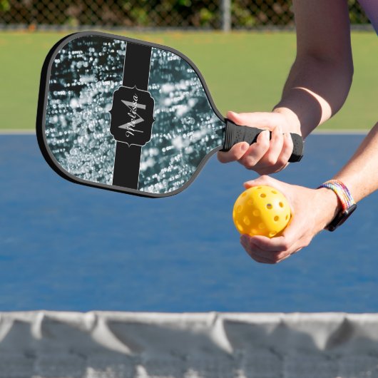 Silver sparkles Bevroren ijzeborrels Monogram Pickleball Paddle (Insitu)