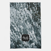 Silver sparkles Bevroren ijzeborrels Monogram Theedoek (Verticaal)