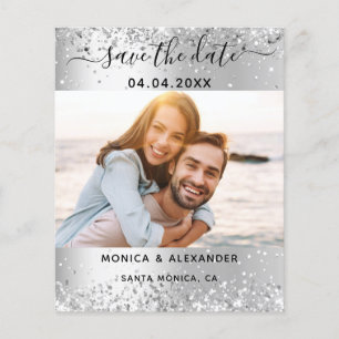 Silver sparkles foto bruiloft Save the Date