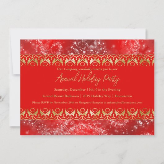 Silver Sparkles Holiday Party Invitation Kaart (Voorkant)