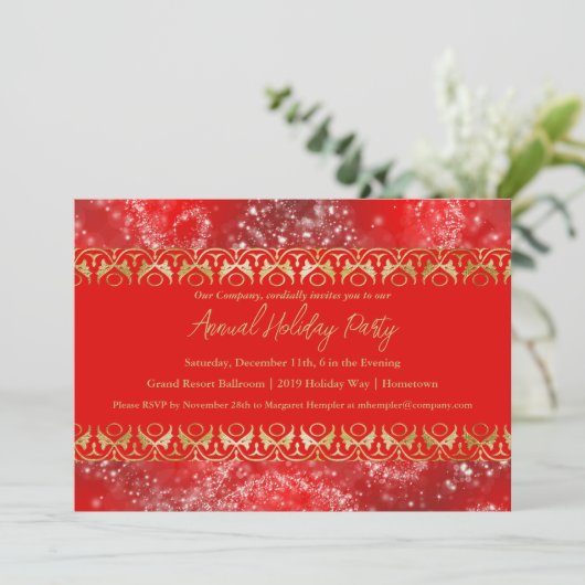 Silver Sparkles Holiday Party Invitation Kaart (Staand voorkant)