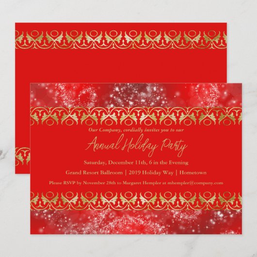Silver Sparkles Holiday Party Invitation Kaart (Voorkant / Achterkant)