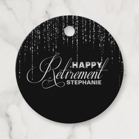 Silver Sparkles, Pensioenfeest Bedankjes Labels (Voorkant)