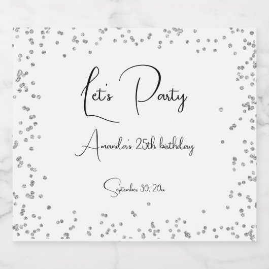 Silver Sparkles Volledig  Feest Bier Etiket (Enkel label)