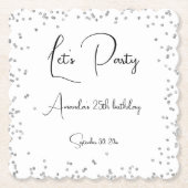 Silver Sparkles Volledig Feest Kartonnen Onderzetters (Voorkant)