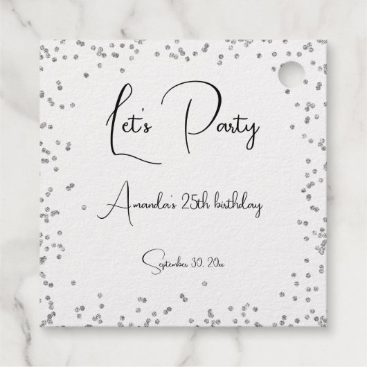 Silver Sparkles Volledig  Let's Party Bedankjes Labels (Achterkant)