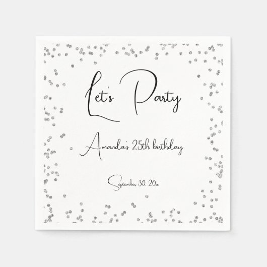 Silver Sparkles Volledig  Let's Party Servet (Voorkant)