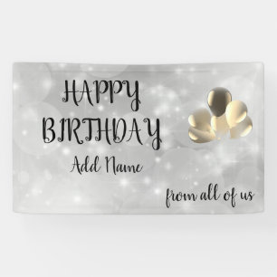 Silver Sparkly design Happy Birthday Spandoek