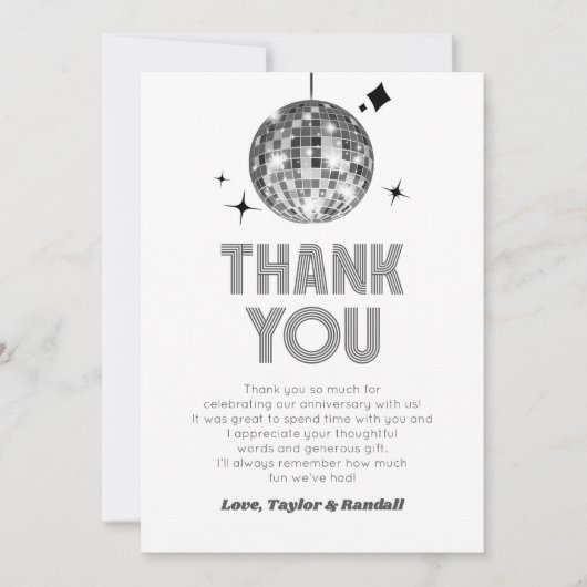 Silver Sparkly Disco Ball Wedding Jubileum Bedankkaart (Voorkant)