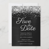 Silver Sparkly Glitter Black Ombre-Folie Save The Date (Voorkant)