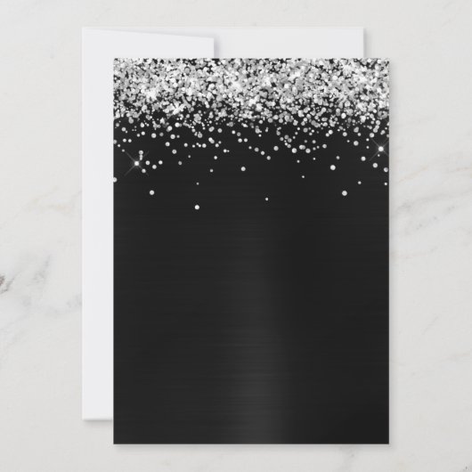 Silver Sparkly Glitter Black Ombre-Folie Save The Date (Achterkant)