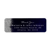 Silver Sparkly Glitter Blue Navy Velvet Etiket (Voorkant)