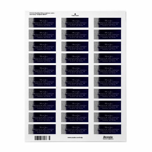 Silver Sparkly Glitter Blue Navy Velvet Etiket (Full Sheet)