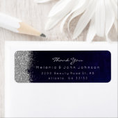 Silver Sparkly Glitter Blue Navy Velvet Etiket (Insitu)