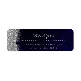 Silver Sparkly Glitter Blue Navy Velvet Etiket