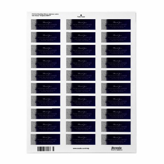 Silver Sparkly Glitter Blue Navy Velvet Etiket (Full Sheet)